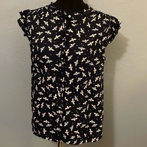 Tank shirt, navy blu with dragonfly print